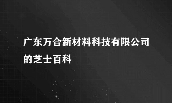 广东万合新材料科技有限公司的芝士百科