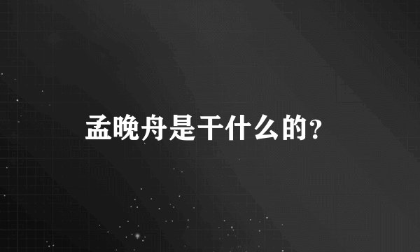 孟晚舟是干什么的？