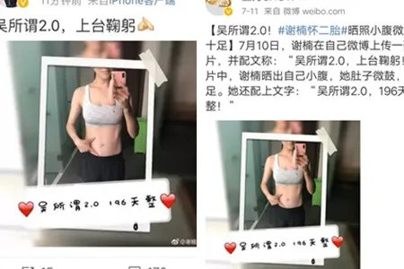 谢楠怀二胎晒照 证实已经怀孕