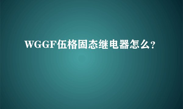 WGGF伍格固态继电器怎么？