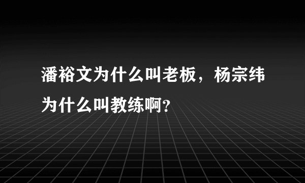 潘裕文为什么叫老板，杨宗纬为什么叫教练啊？