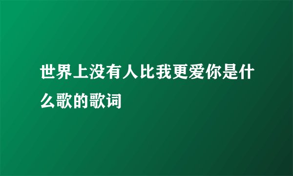 世界上没有人比我更爱你是什么歌的歌词