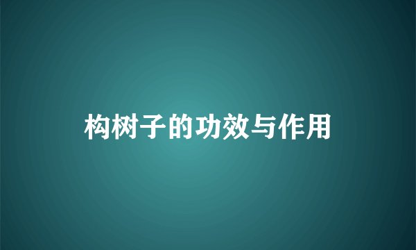 构树子的功效与作用
