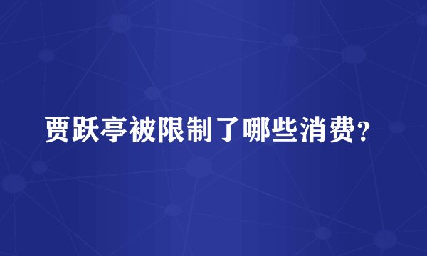 贾跃亭被限制了哪些消费？
