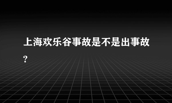 上海欢乐谷事故是不是出事故?
