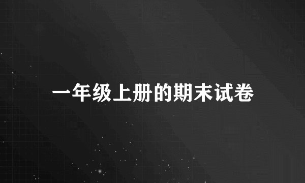 一年级上册的期末试卷
