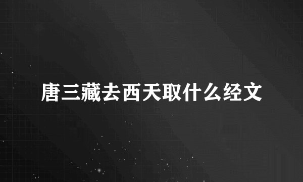 唐三藏去西天取什么经文