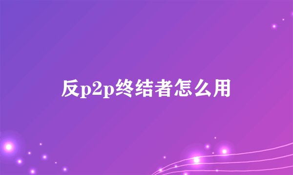 反p2p终结者怎么用