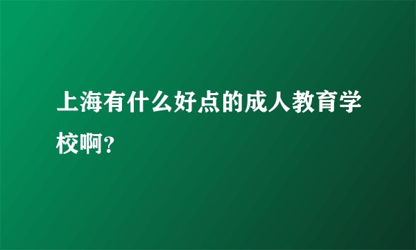 上海有什么好点的成人教育学校啊？