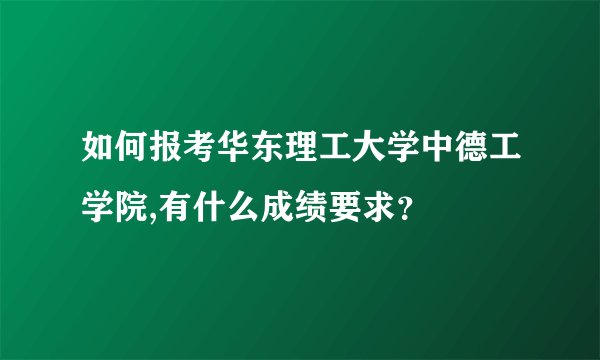 如何报考华东理工大学中德工学院,有什么成绩要求？