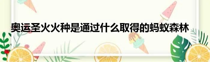 奥运圣火火种是通过什么取得的蚂蚁森林