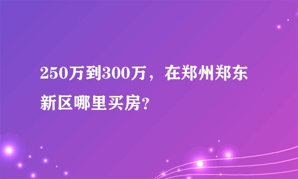250万到300万，在郑州郑东新区哪里买房？