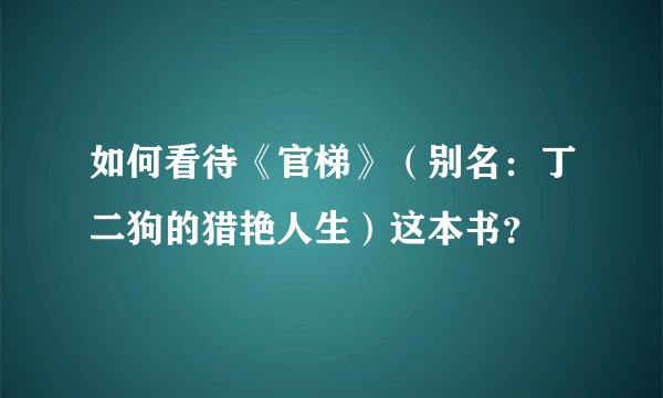 如何看待《官梯》（别名：丁二狗的猎艳人生）这本书？