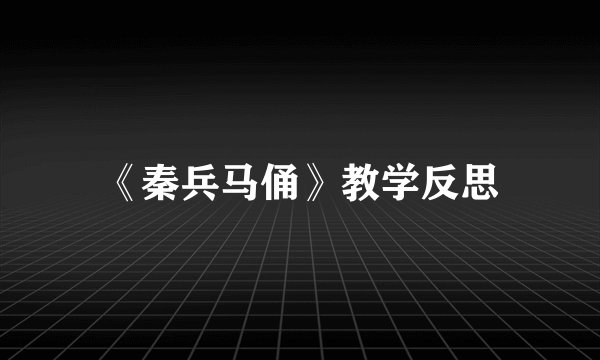 《秦兵马俑》教学反思
