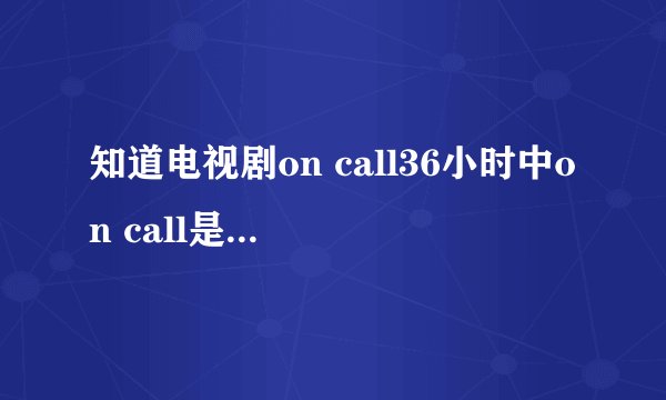 知道电视剧on call36小时中on call是什么意思？？