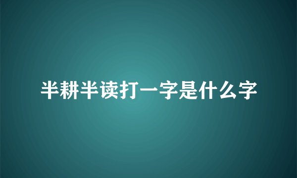 半耕半读打一字是什么字