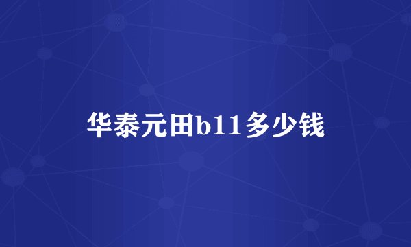 华泰元田b11多少钱