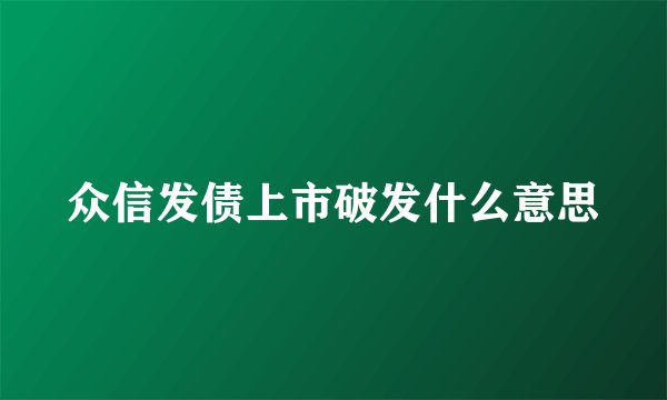 众信发债上市破发什么意思