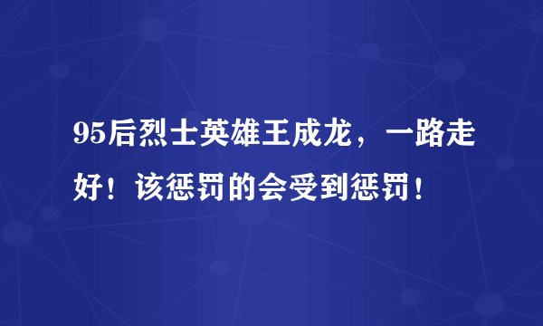 95后烈士英雄王成龙，一路走好！该惩罚的会受到惩罚！