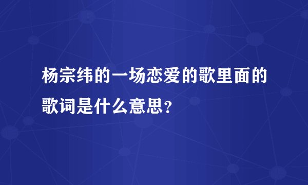 杨宗纬的一场恋爱的歌里面的歌词是什么意思？