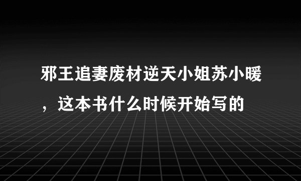 邪王追妻废材逆天小姐苏小暖，这本书什么时候开始写的