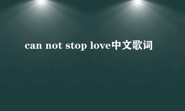can not stop love中文歌词