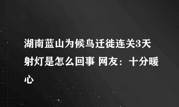 湖南蓝山为候鸟迁徙连关3天射灯是怎么回事 网友：十分暖心