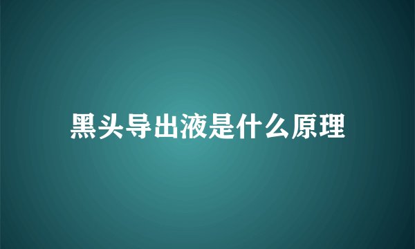 黑头导出液是什么原理