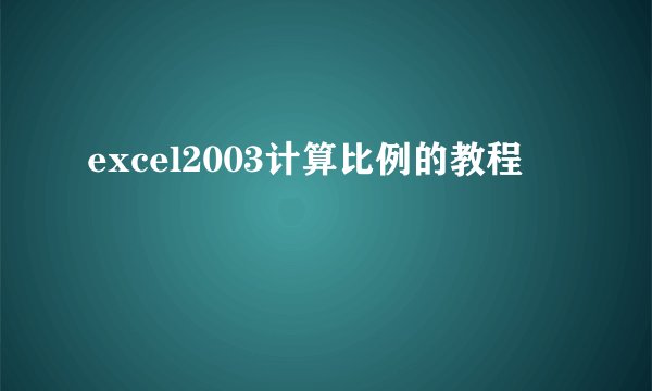 excel2003计算比例的教程