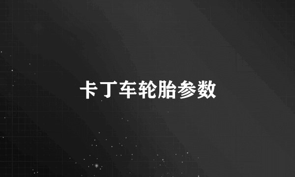 卡丁车轮胎参数