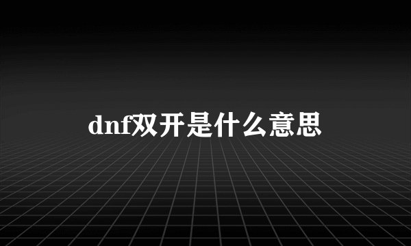 dnf双开是什么意思
