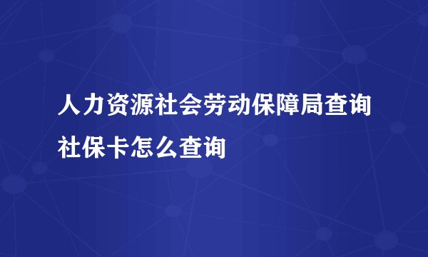 人力资源社会劳动保障局查询社保卡怎么查询