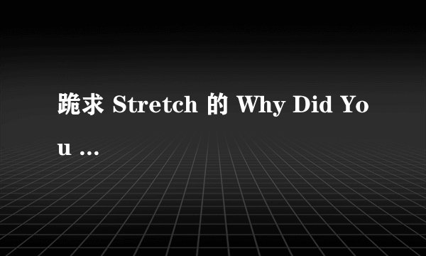 跪求 Stretch 的 Why Did You Do It 中文歌词