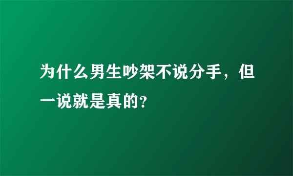 为什么男生吵架不说分手，但一说就是真的？