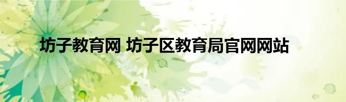 坊子教育网 坊子区教育局官网网站