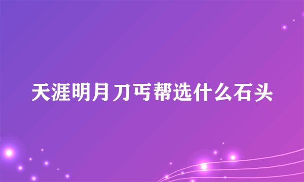 天涯明月刀丐帮选什么石头