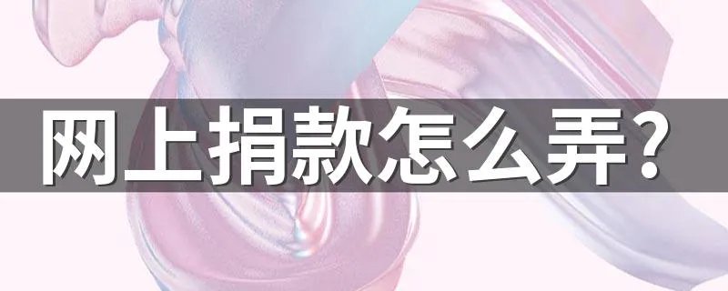 网上捐款怎么弄? 你准备捐款吗