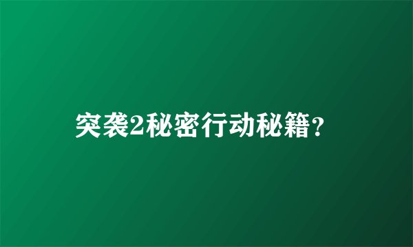 突袭2秘密行动秘籍？