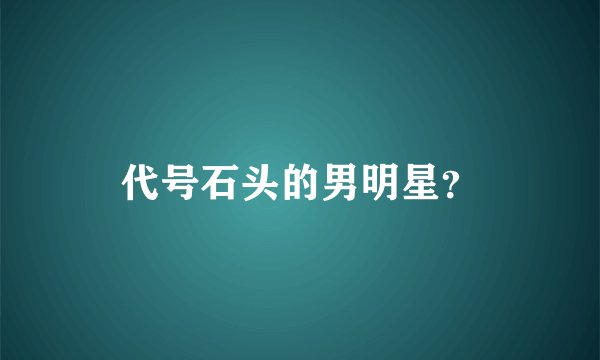 代号石头的男明星？