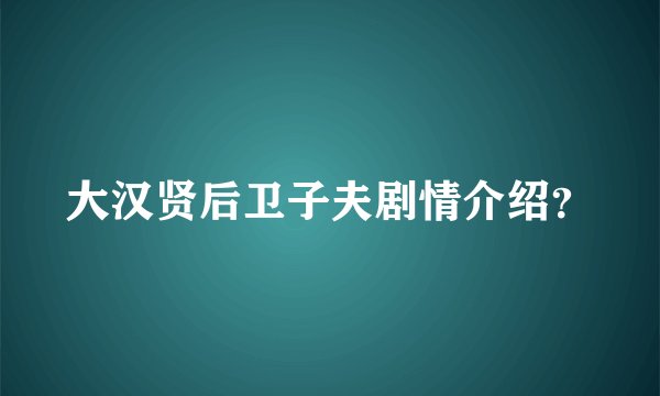 大汉贤后卫子夫剧情介绍？