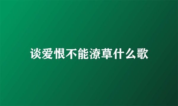 谈爱恨不能潦草什么歌