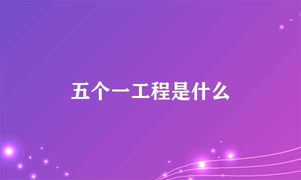 五个一工程是什么