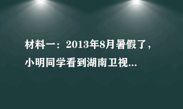 材料一:2013年8月暑假了,小明同学看到湖南卫视播放的系列电视节目《变形记》,发现有的农村家庭生活条件较差,与自己的生活环境比起来,真的有“天壤之别”的感觉。小明困惑了,“我们不