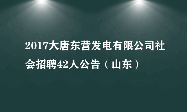 2017大唐东营发电有限公司社会招聘42人公告（山东）