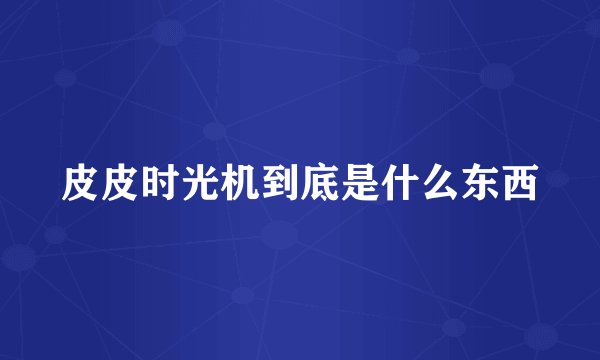 皮皮时光机到底是什么东西