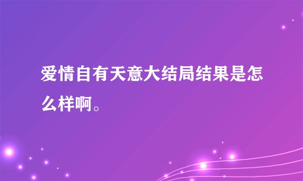 爱情自有天意大结局结果是怎么样啊。