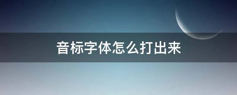 音标字体怎么打出来