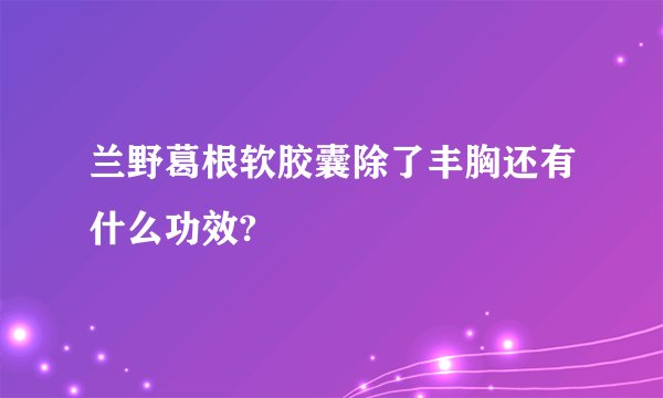 兰野葛根软胶囊除了丰胸还有什么功效?
