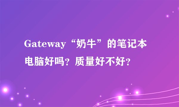 Gateway“奶牛”的笔记本电脑好吗？质量好不好？