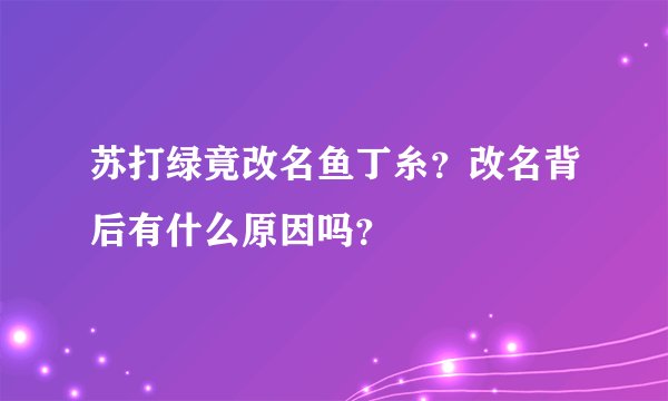 苏打绿竟改名鱼丁糸？改名背后有什么原因吗？